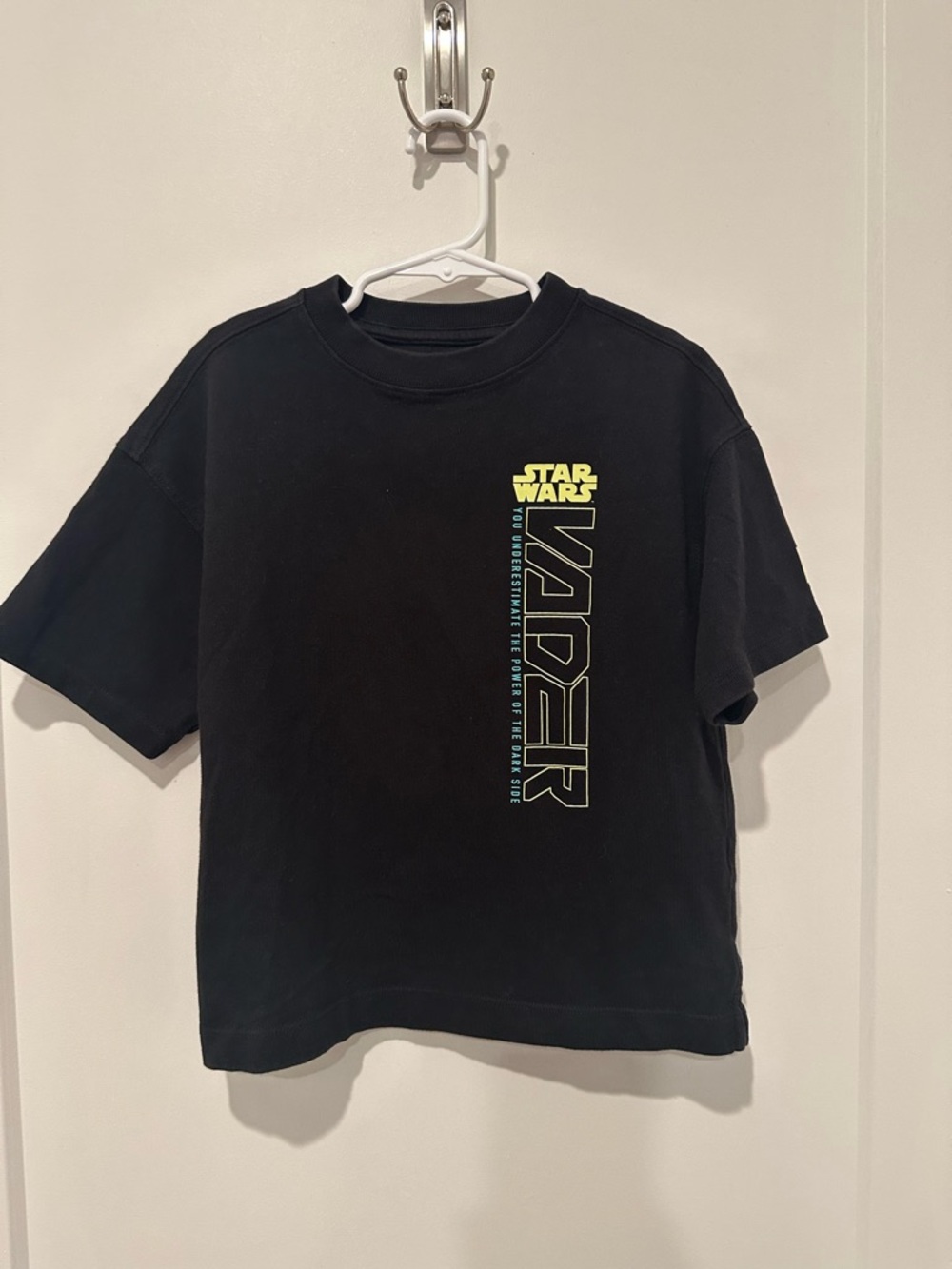 GAP Black Star Wars Vader Graphic Tee with Neon Yellow Logo